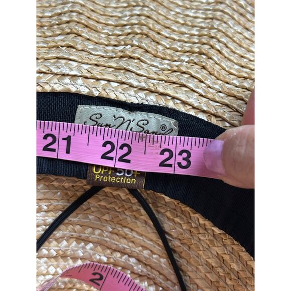 Sun N Sand UPF 50+ oversize straw sun hat very wide brim adjustable black ribbon main image 11